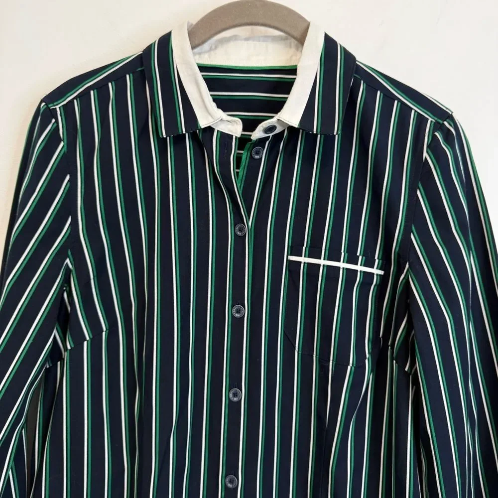 Brooks Brothers Blue Stripe Shirt Dress Preppy Button Down Cotton Women’s Size 2